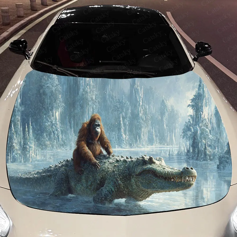 Fairy-tale Orangutan Crocodile Auto Cover Sticker, Waterproof and Self-adhesive Auto Hood Decal, Auto Vinyl Wraps, Cool Car Exte
Fairy-tale Orangutan Crocodile Auto Cover Sticker, Waterproof and Self-adhesive Auto Hood Decal, Auto Vinyl Wraps, Cool Car Exte
