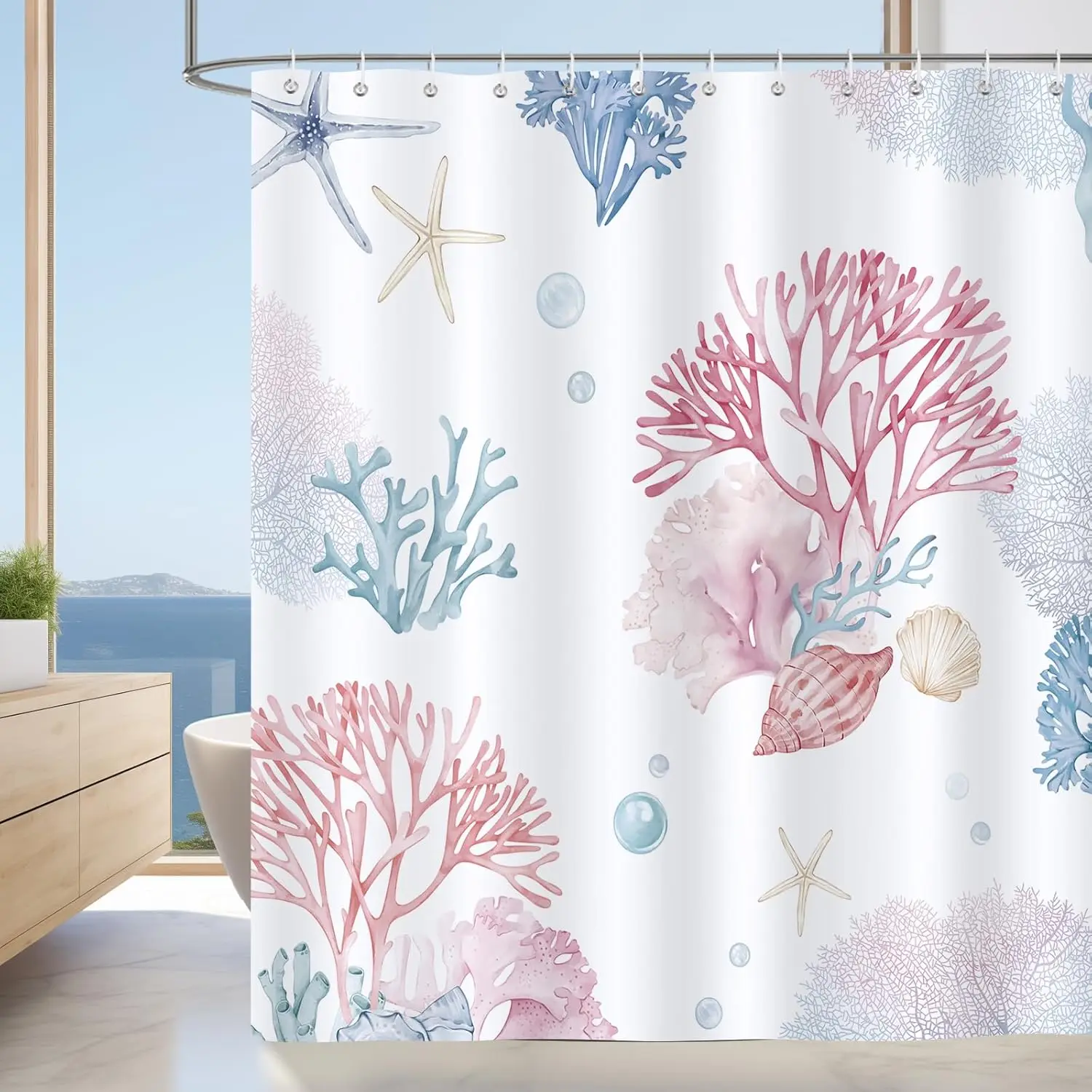 Boho Watercolor Ocean Coral Reef Shower Curtain Waterproof Bathroom Decor Tropical Coastal Marine Life Polyester Curtain for Hom
Boho Watercolor Ocean Coral Reef Shower Curtain Waterproof Bathroom Decor Tropical Coastal Marine Life Polyester Curtain for Hom
