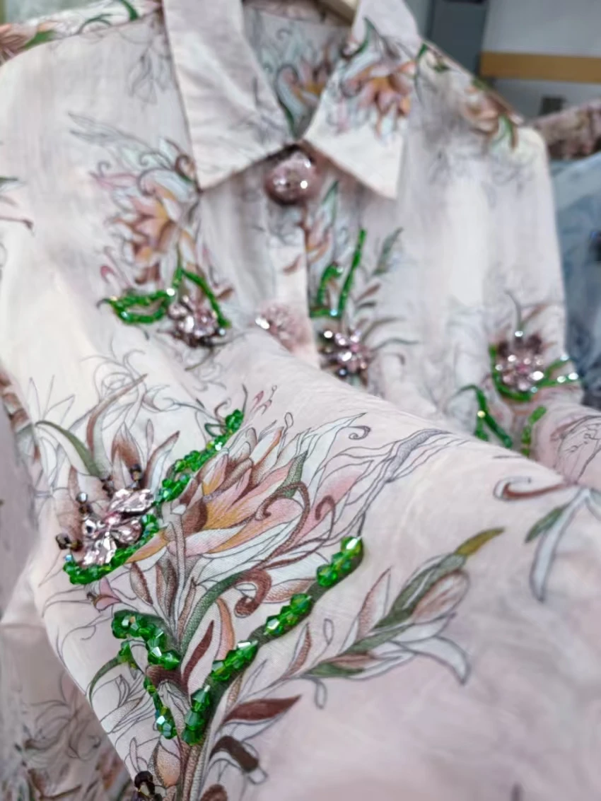 Luxury Design Summer Sparkle Diamonds Crystal Stitch Party Shirts Blouses Women's Lightweight Sunscreen Top Woman Clothes
Luxury Design Summer Sparkle Diamonds Crystal Stitch Party Shirts Blouses Women's Lightweight Sunscreen Top Woman Clothes