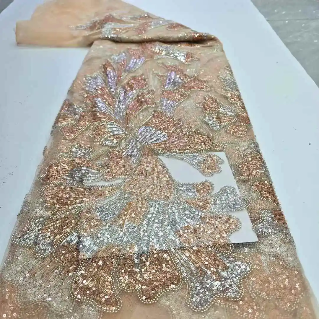 Luxury African Groom Sequins Lace Fabric High Quality Beaded Embroidery French Tulle for Nigerian Wedding Dresses
Luxury African Groom Sequins Lace Fabric High Quality Beaded Embroidery French Tulle for Nigerian Wedding Dresses