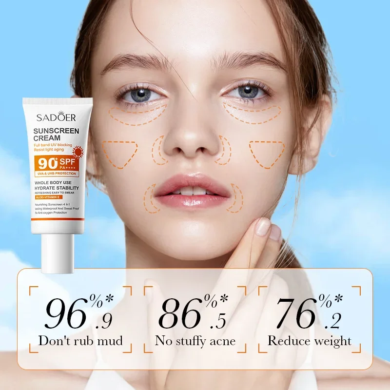 Moisturizing Brightening Face Body Arms Thighs Sunblock Skin Care Sunscreen SPF90+ UV Protection Sun Screen Lsolation 
Moisturizing Brightening Face Body Arms Thighs Sunblock Skin Care Sunscreen SPF90+ UV Protection Sun Screen Lsolation