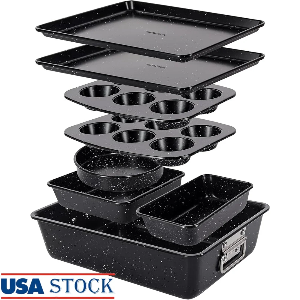 8-Piece Stackable Non-Stick Bakeware Set Carbon Steel Muffin Round Loaf Cake Deep Pan Durable Kitchen Essential Cooking Baking
8-Piece Stackable Non-Stick Bakeware Set Carbon Steel Muffin Round Loaf Cake Deep Pan Durable Kitchen Essential Cooking Baking