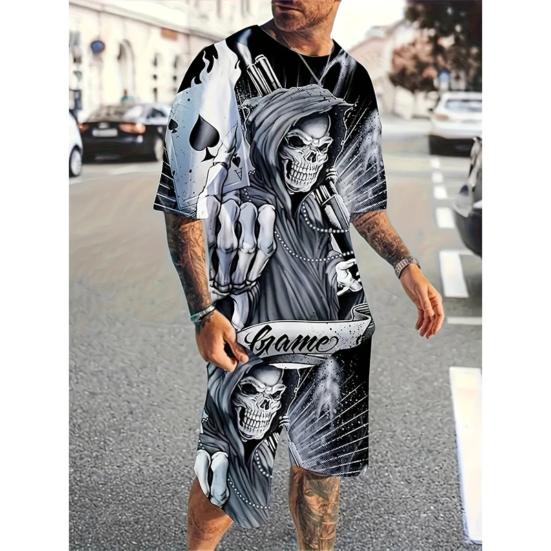 Funny 3D Skull Print Men's Short Sleeve Sets Casual O-neck T-Shirts Shorts 2 Piece Summe Hip Hop Clothing Fashion Loose Outfit
Funny 3D Skull Print Men's Short Sleeve Sets Casual O-neck T-Shirts Shorts 2 Piece Summe Hip Hop Clothing Fashion Loose Outfit