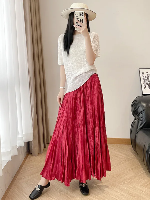 Summer New Women's Pleated Skirt Loose plus Size High Waist Polyester Fiber Casual Style Simple Design Non-Stretch Elastic Waist
Summer New Women's Pleated Skirt Loose plus Size High Waist Polyester Fiber Casual Style Simple Design Non-Stretch Elastic Waist