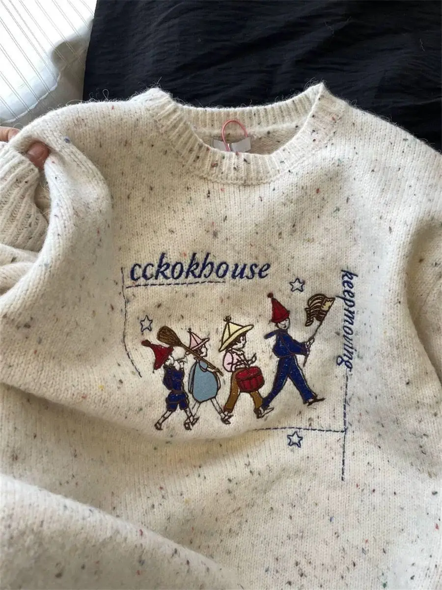 Fun Cartoon Round Neck Knitted Sweater Women Autumn Winter Long Sleeve College Style Loose Vintage Casual Chic Pullover Top
Fun Cartoon Round Neck Knitted Sweater Women Autumn Winter Long Sleeve College Style Loose Vintage Casual Chic Pullover Top
