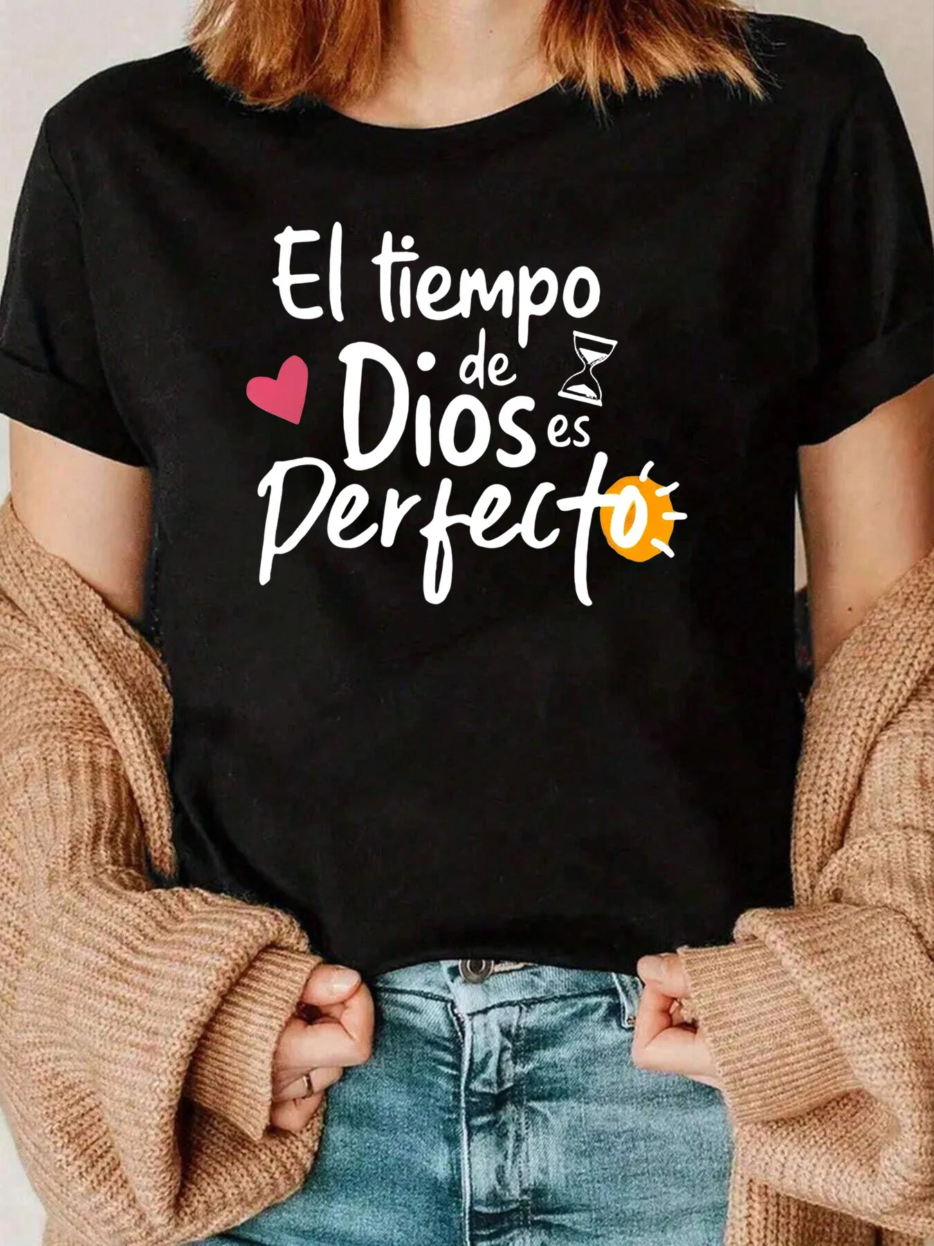 El Tiempo De Dios Es Perfecto Print T Shirt Christmas Casual Wear Women 220g
El Tiempo De Dios Es Perfecto Print T Shirt Christmas Casual Wear Women 220g