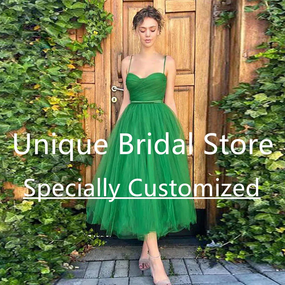 Classic Tulle Evening Dresses Sweetheart Spaghetti Strap A-Line Backless Zipper Sleeveless Ribbon Tea-Length Prom Party Gown
Classic Tulle Evening Dresses Sweetheart Spaghetti Strap A-Line Backless Zipper Sleeveless Ribbon Tea-Length Prom Party Gown