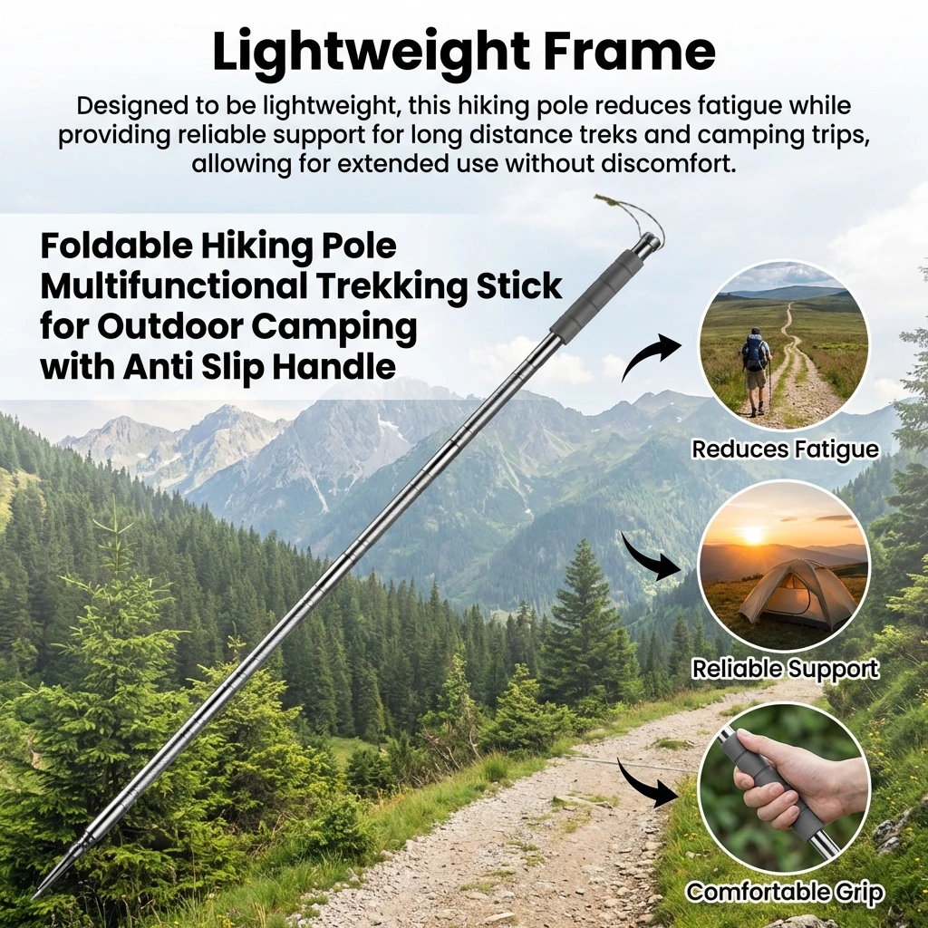 Foldable Hiking Pole with Anti Slip Handle Multifunctional Trekking Stick for Outdoor Camping
Foldable Hiking Pole with Anti Slip Handle Multifunctional Trekking Stick for Outdoor Camping