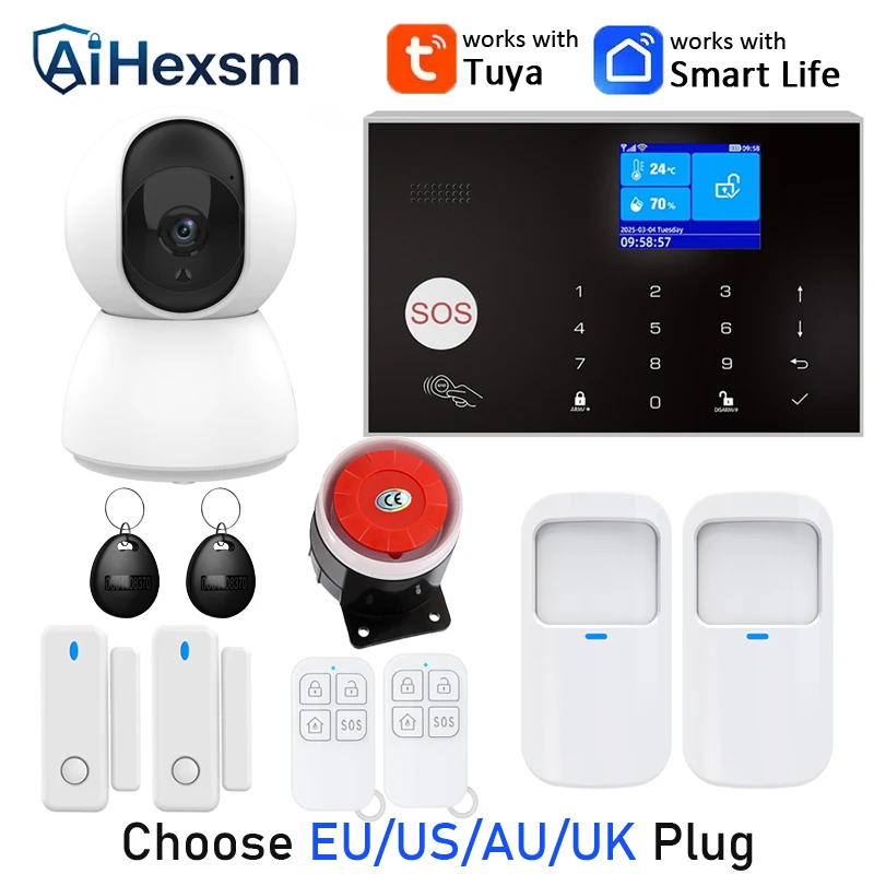 WIFI Camera GSM Alarm System Support 3 Wired Zones Home Alarm Burglar Work With Tuya Smart 433mhz PIR Sensor Security Protection
WIFI Camera GSM Alarm System Support 3 Wired Zones Home Alarm Burglar Work With Tuya Smart 433mhz PIR Sensor Security Protection
