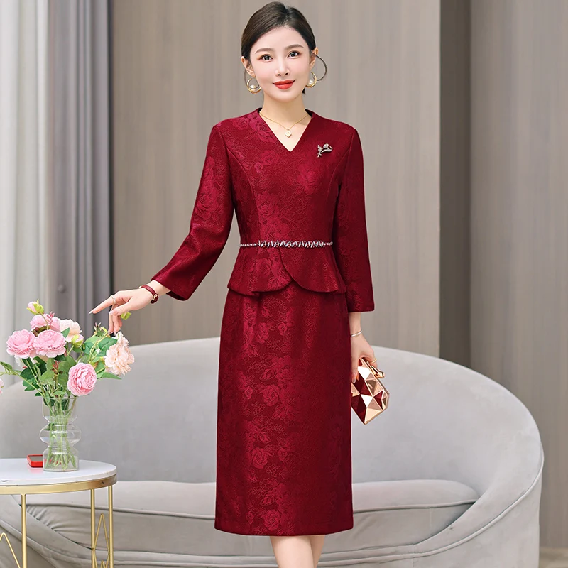 Young Mom Formal Dress Wedding Guest Outfit Autumn New Style Happy Grandma Polyester Fiber Midi Dress Sleeve Nine Points
Young Mom Formal Dress Wedding Guest Outfit Autumn New Style Happy Grandma Polyester Fiber Midi Dress Sleeve Nine Points