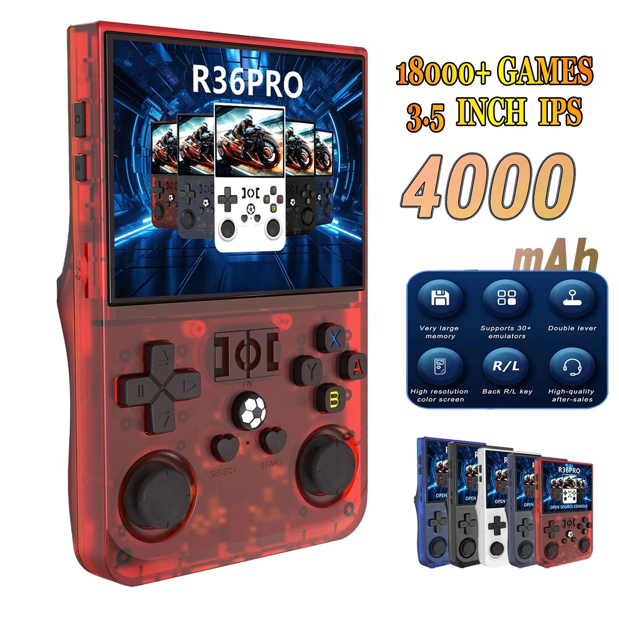 2025 R36 Pro 3,5-дюймовый IPS 64 ГБ 18000+ игр Портативные игровые плееры 4000 мАч Система Ручная игровая консоль в стиле ретро R36s Pro
2025 R36 Pro 3,5-дюймовый IPS 64 ГБ 18000+ игр Портативные игровые плееры 4000 мАч Система Ручная игровая консоль в стиле ретро R36s Pro