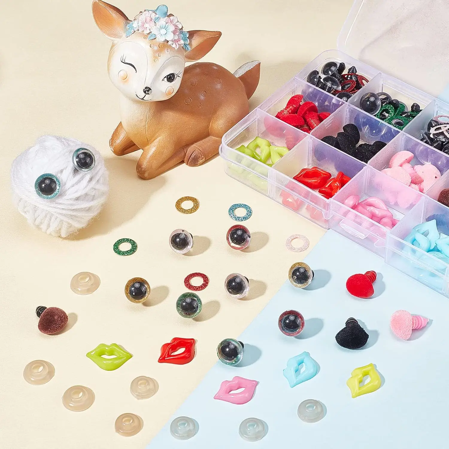 140PCS/Box Plastic Safety Eyes and Noses Set with Washers for Crochet Toy Stuffed Animals Colorful Eyes Doll Making Accessories
140PCS/Box Plastic Safety Eyes and Noses Set with Washers for Crochet Toy Stuffed Animals Colorful Eyes Doll Making Accessories