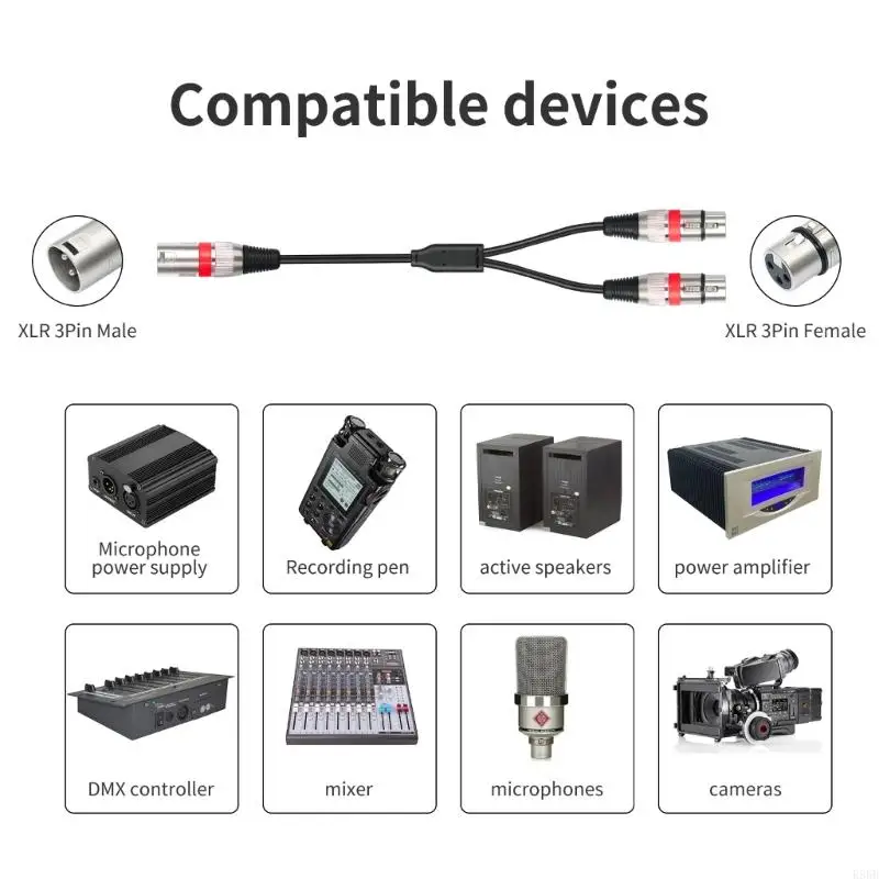 E56B 3Pin Male to Double 3Pin Female Y Splitters Music Adapters Cable for Microphones
E56B 3Pin Male to Double 3Pin Female Y Splitters Music Adapters Cable for Microphones