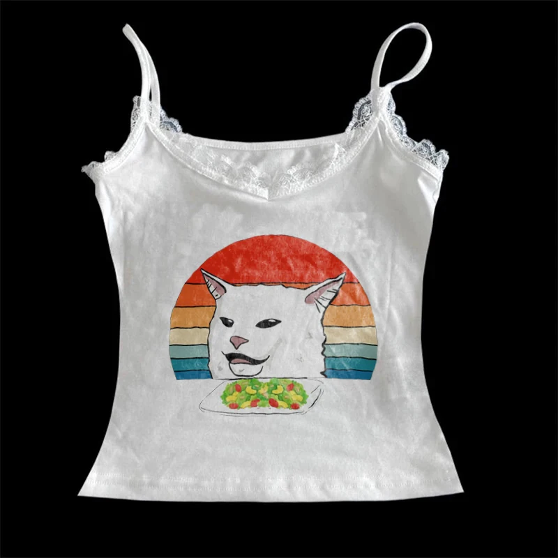 The new summer Y2K fashion printed lace-trimmed halter top is a fitted, breathable and versatile casual women's top
The new summer Y2K fashion printed lace-trimmed halter top is a fitted, breathable and versatile casual women's top