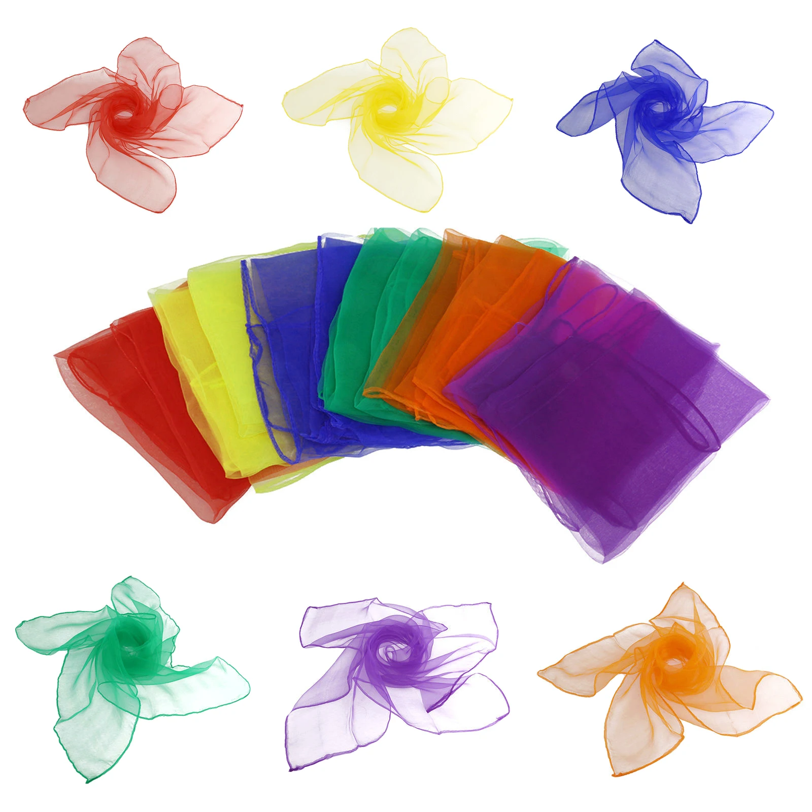 12pcs Colorful Square Silk Scarves 60x60cm Hemmed Soft Lightweight Dance Accessories for Kids Stage Performance Gift
12pcs Colorful Square Silk Scarves 60x60cm Hemmed Soft Lightweight Dance Accessories for Kids Stage Performance Gift