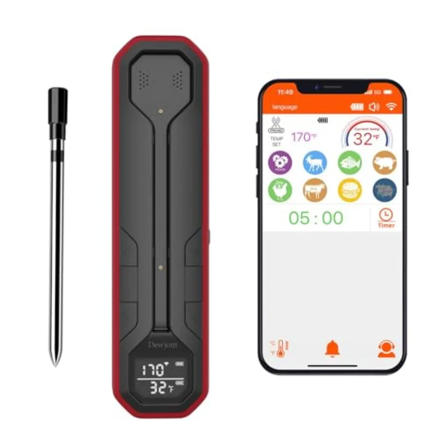 Wireless Meat Thermometer Digital Cooking Thermometer with Wireless Probe 500Ft Remote Range Food Thermometer with iOS and Andr
Wireless Meat Thermometer Digital Cooking Thermometer with Wireless Probe 500Ft Remote Range Food Thermometer with iOS and Andr