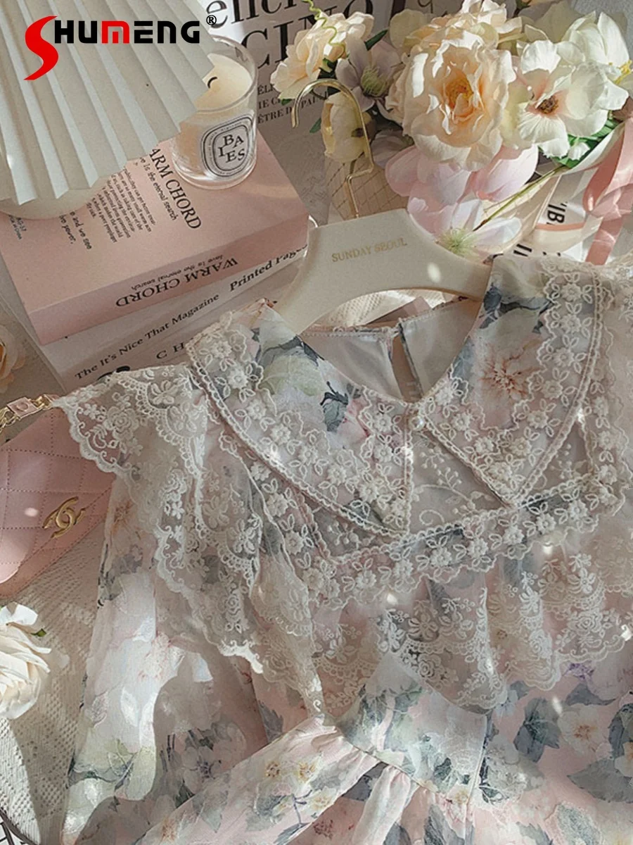2024 Spring Gentle Stylish Romantic Floral Lace Stitching Shirts Women Pullover Round-Neck Shirt Feminine Fashion Elegant Blouse
2024 Spring Gentle Stylish Romantic Floral Lace Stitching Shirts Women Pullover Round-Neck Shirt Feminine Fashion Elegant Blouse
