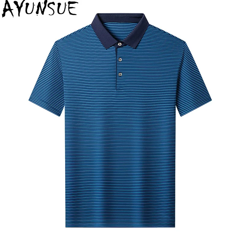 AYUNSUE New Fashion 100% Mulberry Silk T Shirts Man Summer Short Sleeve Top Striped T Shirt Men Casual Breathable tee shirt luxe
AYUNSUE New Fashion 100% Mulberry Silk T Shirts Man Summer Short Sleeve Top Striped T Shirt Men Casual Breathable tee shirt luxe