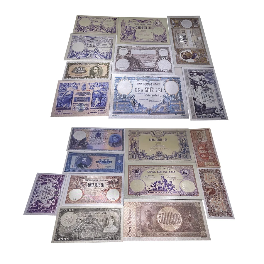 1-1000 Lei souvenir Romanian Gold Color Banknote Currency for unification RomaniaSilver Banknote For Gifts and Collection
1-1000 Lei souvenir Romanian Gold Color Banknote Currency for unification RomaniaSilver Banknote For Gifts and Collection