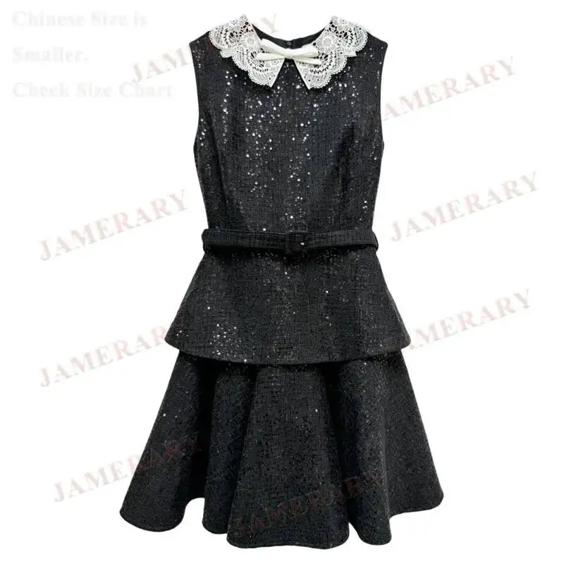 Brand French Summer Luxury Sequin Dresses Women White Lace Peter Pan Collar Sweet Princess Formal Evening Short Dress Party
Brand French Summer Luxury Sequin Dresses Women White Lace Peter Pan Collar Sweet Princess Formal Evening Short Dress Party
