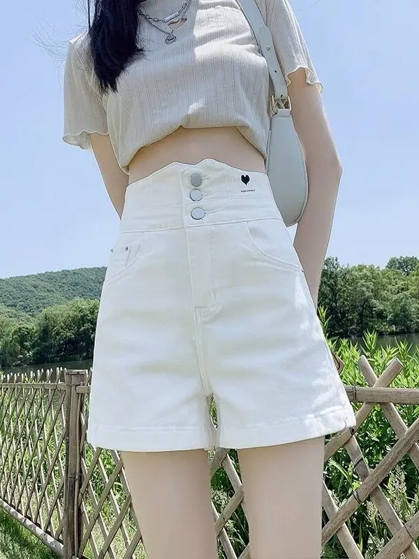 White High Waist A-Line Denim Shorts Women's Summer Thin Loose Slimming Wide Leg Hot Pants Trendy High Elasticity Cotton Blend
White High Waist A-Line Denim Shorts Women's Summer Thin Loose Slimming Wide Leg Hot Pants Trendy High Elasticity Cotton Blend