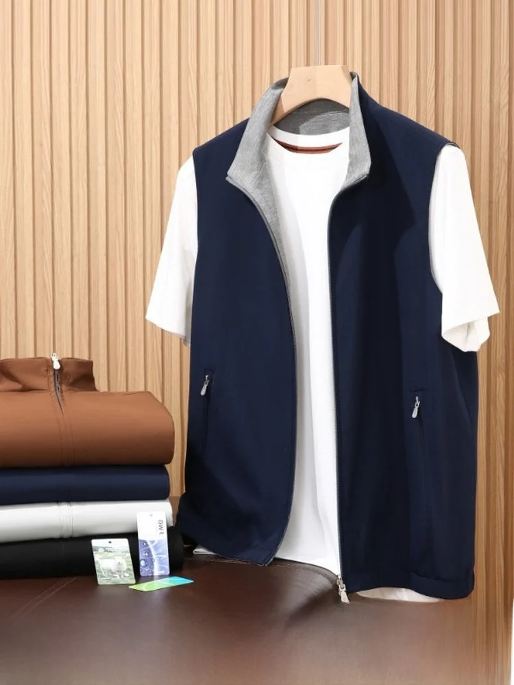 Men's Double-Sided Wear Wool Rayon Blend Comfortable Lightweight Stand Collar Vest Elegant Style Casual Outerwear Zipper Closure
Men's Double-Sided Wear Wool Rayon Blend Comfortable Lightweight Stand Collar Vest Elegant Style Casual Outerwear Zipper Closure