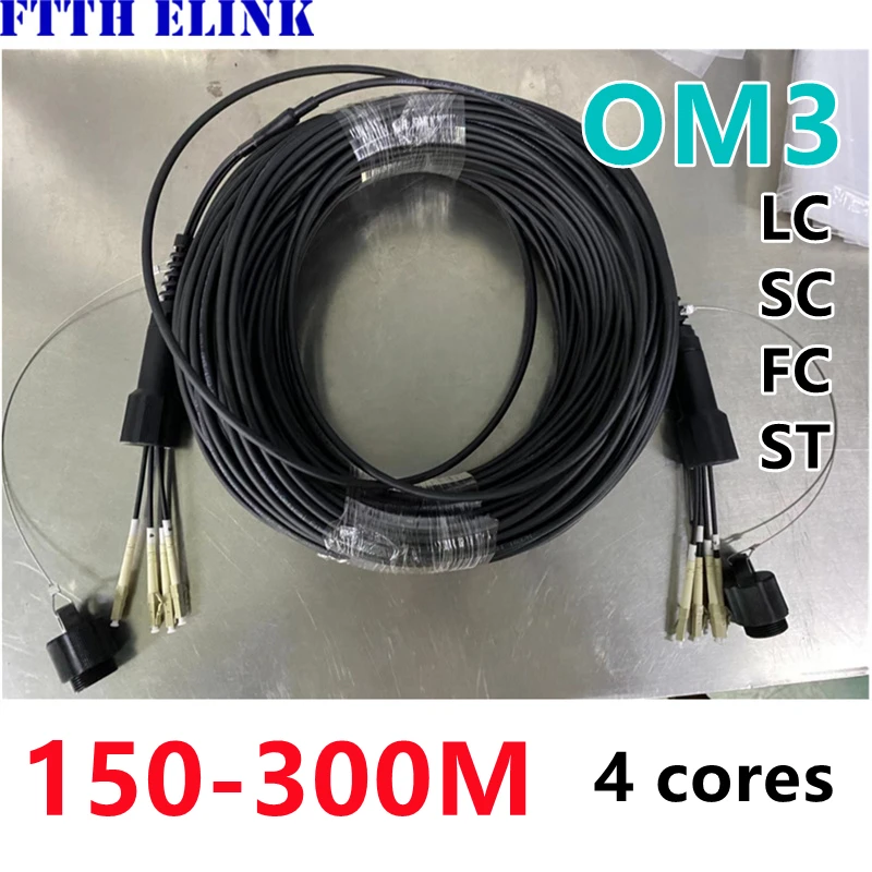 4 core OM3 TPU Armored fiber patch cord 150m200m250m300m 4C SC LC FC ST APC Multimode 4 fibers optical fibre jumper outdoor LINK
4 core OM3 TPU Armored fiber patch cord 150m200m250m300m 4C SC LC FC ST APC Multimode 4 fibers optical fibre jumper outdoor LINK