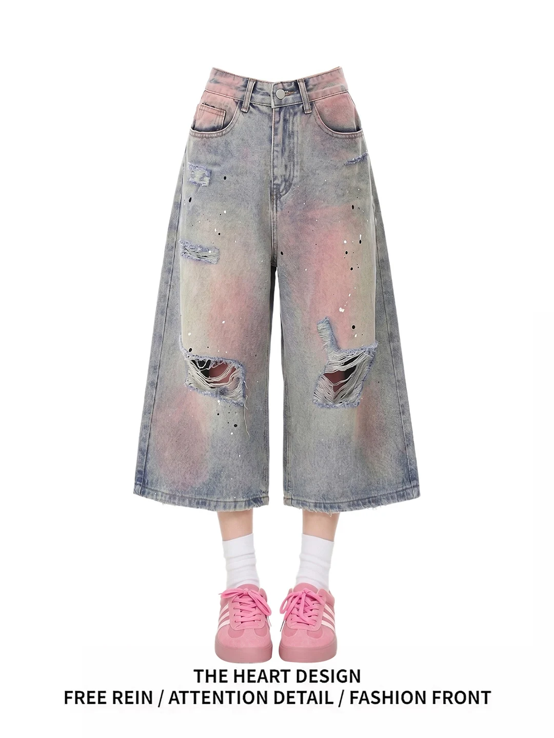 Retro American Design Women's Loose Fit Denim Shorts Summer Washed Outwear High Waist Wide Leg Seven Parts Pants
Retro American Design Women's Loose Fit Denim Shorts Summer Washed Outwear High Waist Wide Leg Seven Parts Pants