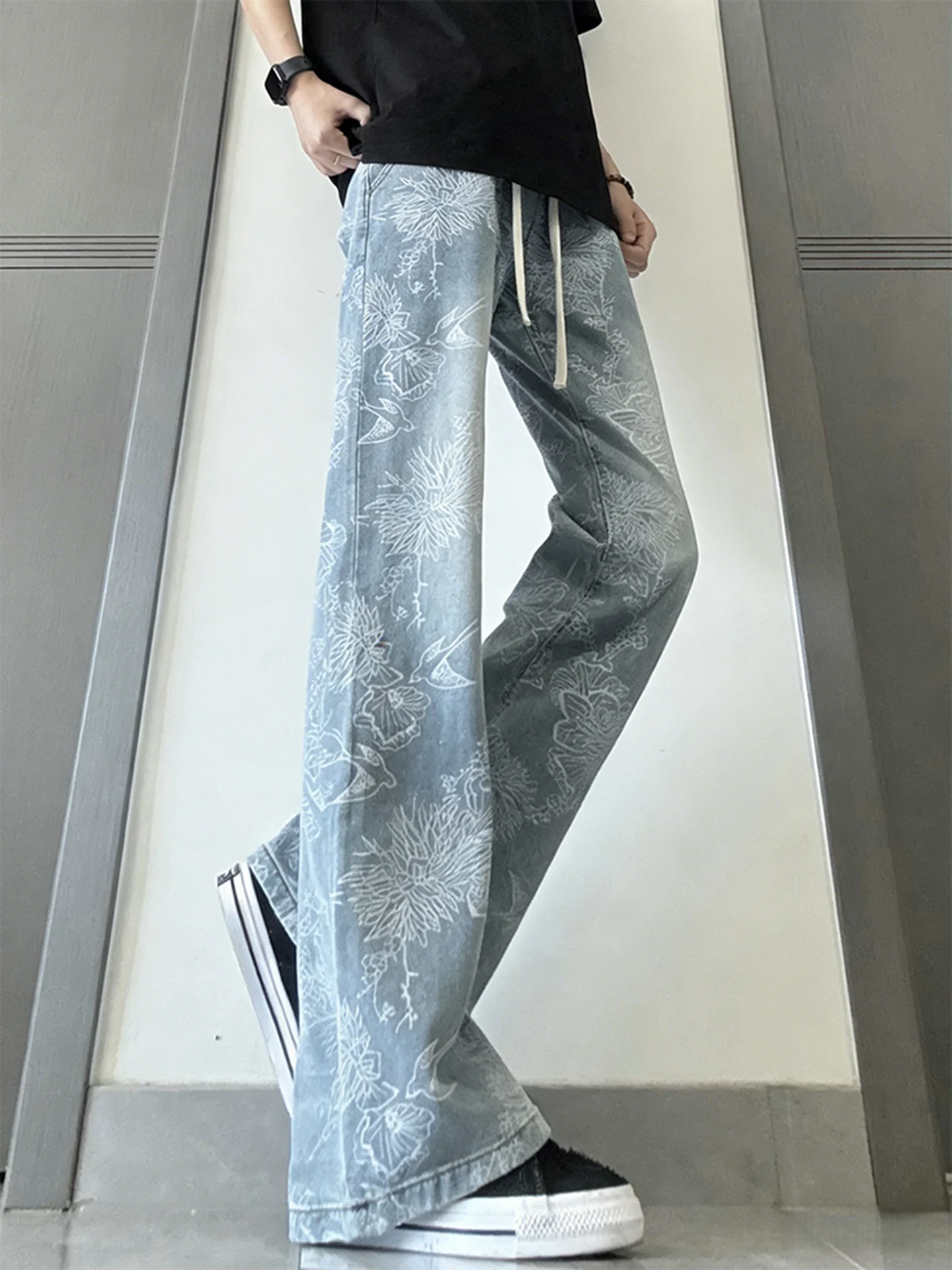 Blue Ice Silk Men's Jeans Summer Thin Straight American High Street Tka Flower Pattern Loose Fit Wear Resistant Daily Wear
Blue Ice Silk Men's Jeans Summer Thin Straight American High Street Tka Flower Pattern Loose Fit Wear Resistant Daily Wear