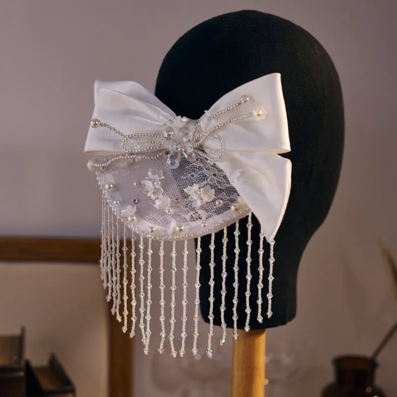 Original Embroidery by Shining Crystal Mask Bow Headwear Bridal Wedding Sample Piece Accessories
Original Embroidery by Shining Crystal Mask Bow Headwear Bridal Wedding Sample Piece Accessories