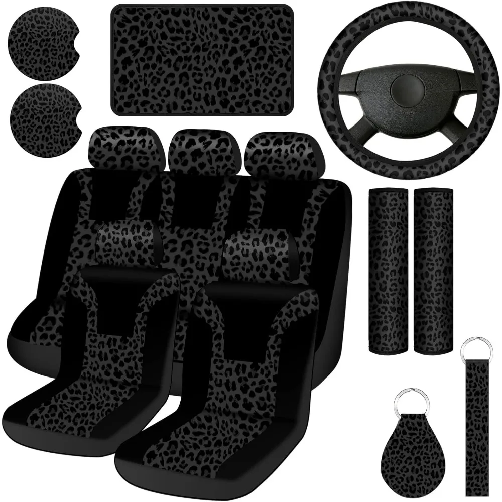13-Piece Leopard Print Car Accessories Set with Seat Covers, Steering Wheel Cover, Mats, and More for Stylish Decor
13-Piece Leopard Print Car Accessories Set with Seat Covers, Steering Wheel Cover, Mats, and More for Stylish Decor