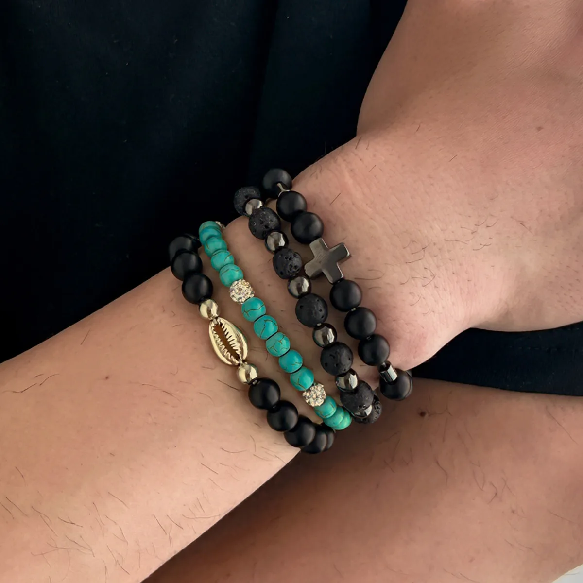 SHIXIN 4Pcs Volcanic Stone Beads Bracelet for Men Vintage Scallop Cross Elastic Bangle Charm Wrist Chain Male Jewelry Gift New
SHIXIN 4Pcs Volcanic Stone Beads Bracelet for Men Vintage Scallop Cross Elastic Bangle Charm Wrist Chain Male Jewelry Gift New