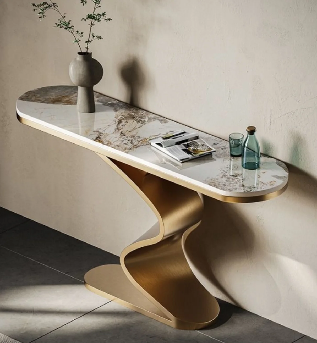 *o Modern Luxury Console Tables Stainless Steel Gold Marble Top Light Feature for Home Living Room Villa Onl c
*o Modern Luxury Console Tables Stainless Steel Gold Marble Top Light Feature for Home Living Room Villa Onl c