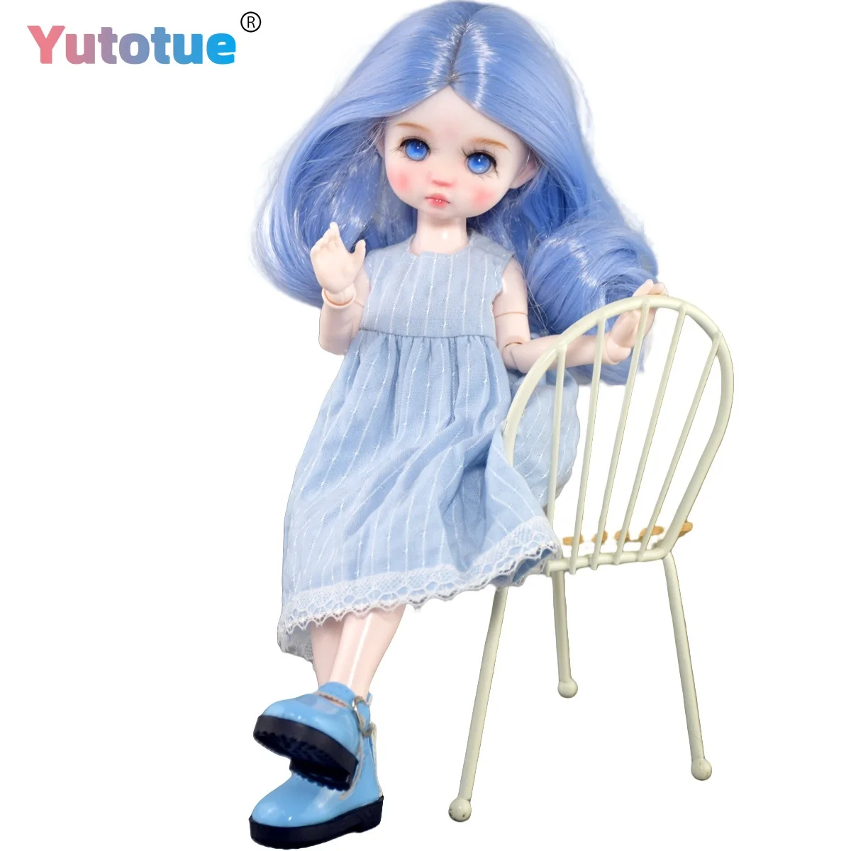 YUTOTUE 12 inch Height Girl Doll Toy Blue Eyes Handpainted Makeup Face Blue Curly Wigs Lifelike Kids Gift 
YUTOTUE 12 inch Height Girl Doll Toy Blue Eyes Handpainted Makeup Face Blue Curly Wigs Lifelike Kids Gift