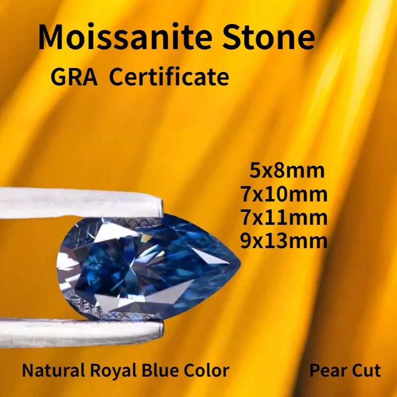 Natural Royal Blue Color Moissanite Pear Cut for Jewel Making DIY Charms Ring Necklace Earrings Main Materials with Certificate
Natural Royal Blue Color Moissanite Pear Cut for Jewel Making DIY Charms Ring Necklace Earrings Main Materials with Certificate