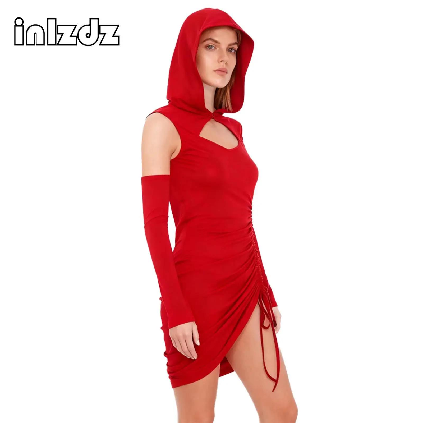 Women Gothic Hoodie Vintage Medieval Steampunk Clothes Sleeveless Chest Cut Out Dress with Oversleeves for Halloween Cosplay Set 
Women Gothic Hoodie Vintage Medieval Steampunk Clothes Sleeveless Chest Cut Out Dress with Oversleeves for Halloween Cosplay Set