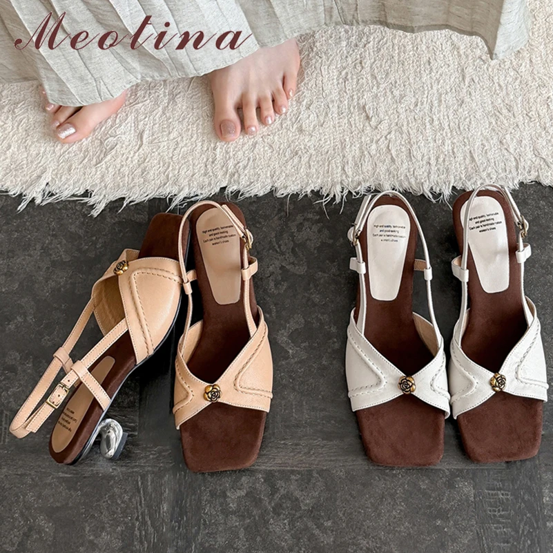 Meotina Women Genuine Leather Sandals Square Toe Strange Style Mid Heels Buckle Sheepskin Ladies Fashion Shoes Summer Apricot
Meotina Women Genuine Leather Sandals Square Toe Strange Style Mid Heels Buckle Sheepskin Ladies Fashion Shoes Summer Apricot