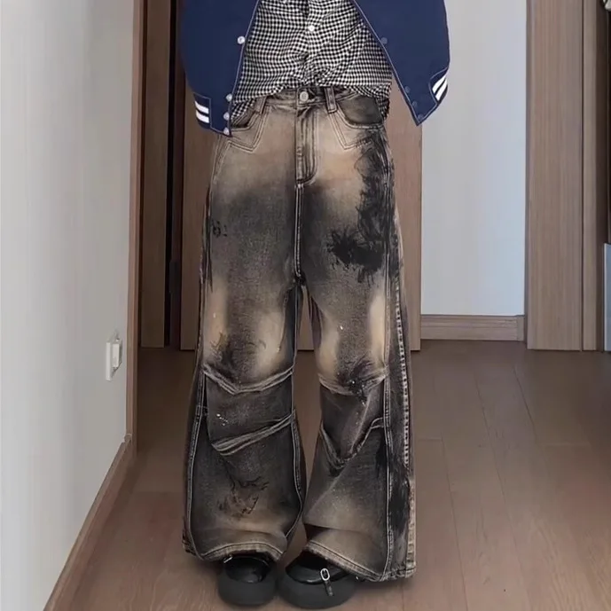 Streetwear Vintage Y2k Baggy Jeans Fashion All-match Hippop Loose Wide Leg Pants Dark Punk Gothic Casual Mopping Trousers
Streetwear Vintage Y2k Baggy Jeans Fashion All-match Hippop Loose Wide Leg Pants Dark Punk Gothic Casual Mopping Trousers