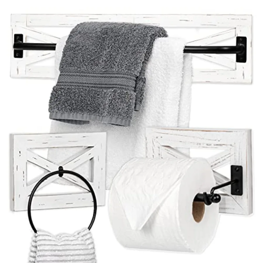 Rustic Towel Bar Toilet Paper Holder Set with Towel Ring for Bathroom- Wall Mounted Racks - Wood and Black Metal Bar Farmhouse
Rustic Towel Bar Toilet Paper Holder Set with Towel Ring for Bathroom- Wall Mounted Racks - Wood and Black Metal Bar Farmhouse
