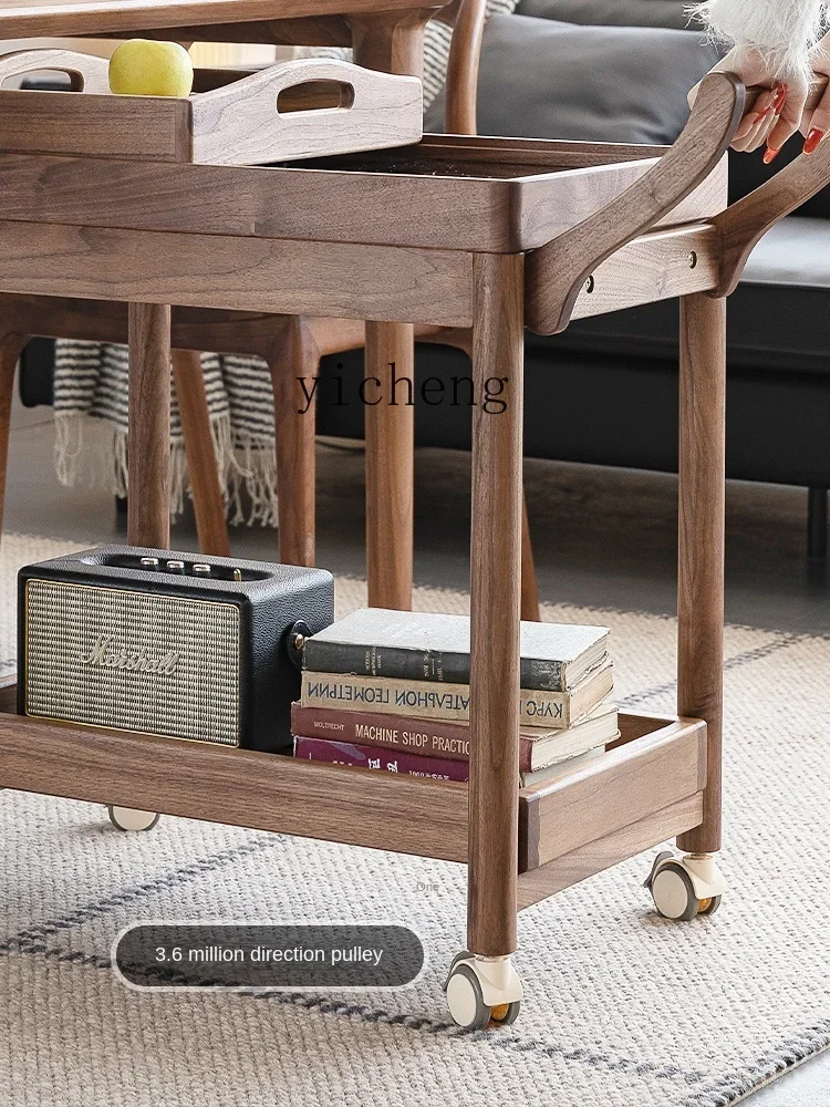 ZZ side few trolley living room sofa black walnut movable wheeled coffee table all solid wood corner
ZZ side few trolley living room sofa black walnut movable wheeled coffee table all solid wood corner
