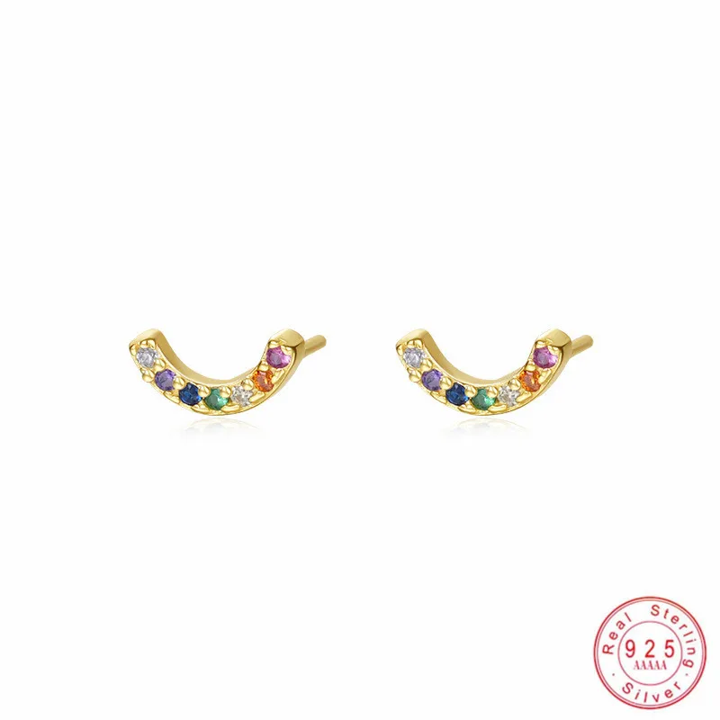 925 Sterling Silver Colored Zircon Curved Small Stud Earrings for Women Temperament Jewelry Accessories
925 Sterling Silver Colored Zircon Curved Small Stud Earrings for Women Temperament Jewelry Accessories