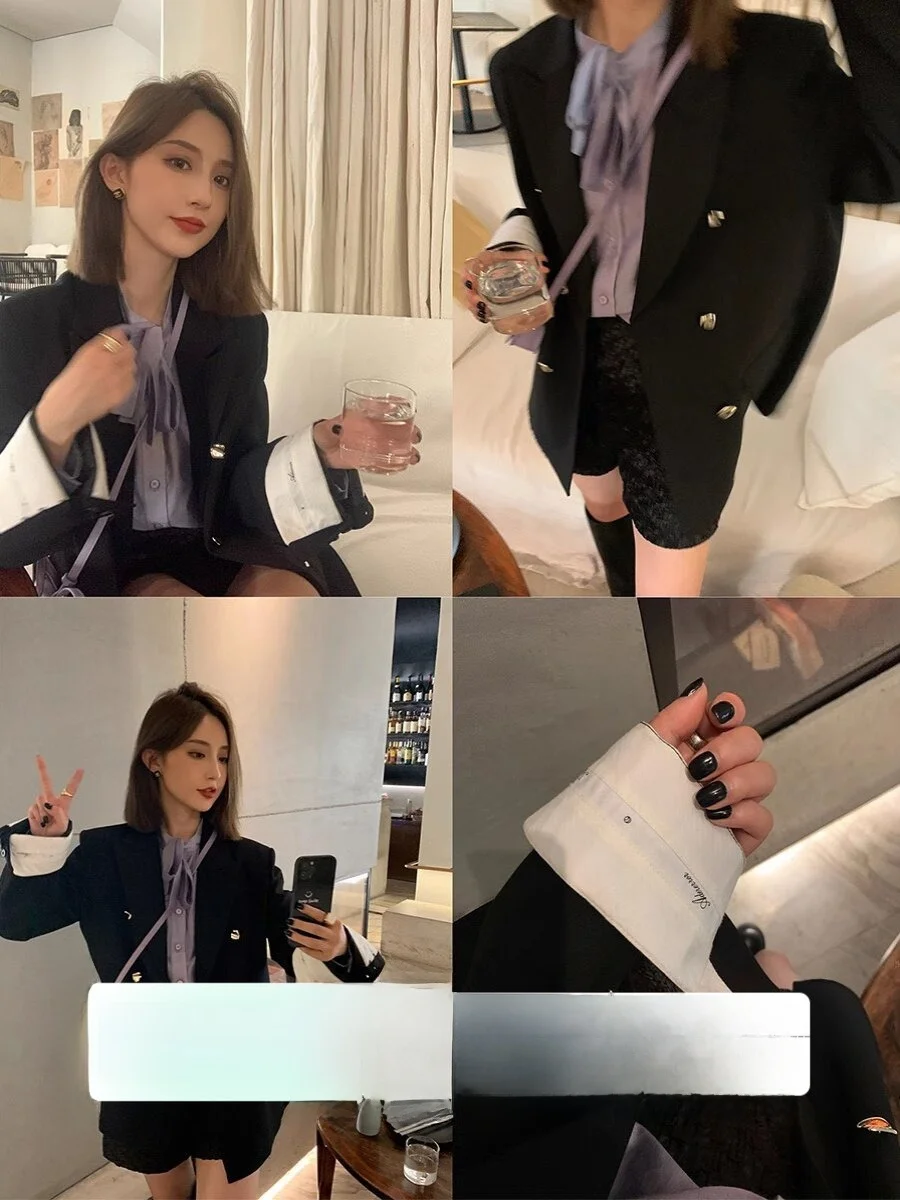 Casual Sle Long Sve Women's Suit Jaet Autumn Entrance Tiet High Quali Sensation Loose Fit Faionable Ele
Casual Sle Long Sve Women's Suit Jaet Autumn Entrance Tiet High Quali Sensation Loose Fit Faionable Ele