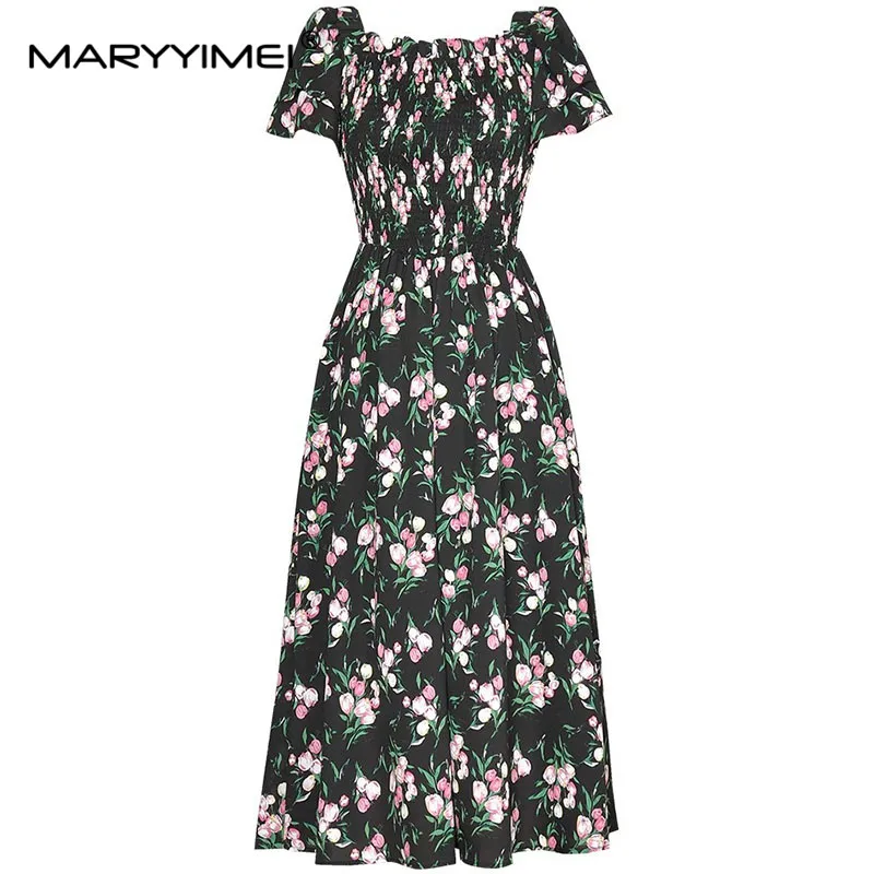 MARYYIMEI Fashion Designers Summer Woman's dress Square Collar Butterfly sleeve Folds Elastic waist Printed slim Dresses
MARYYIMEI Fashion Designers Summer Woman's dress Square Collar Butterfly sleeve Folds Elastic waist Printed slim Dresses