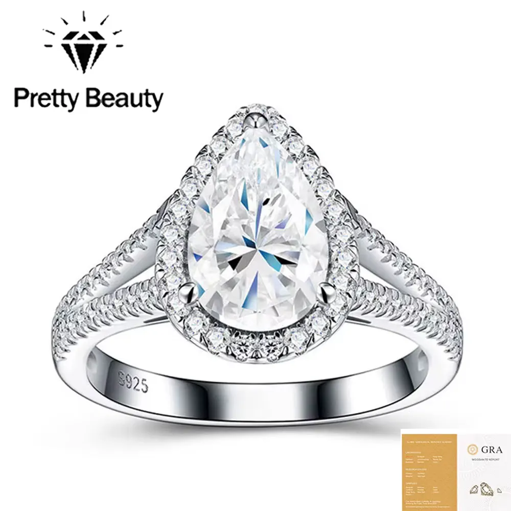 Pretty Beauty 3CT Pear Moissanite Halo Engagement Ring 925 Silver Teardrop Diamond Split Shank Wedding Band for Women Jewelry
Pretty Beauty 3CT Pear Moissanite Halo Engagement Ring 925 Silver Teardrop Diamond Split Shank Wedding Band for Women Jewelry