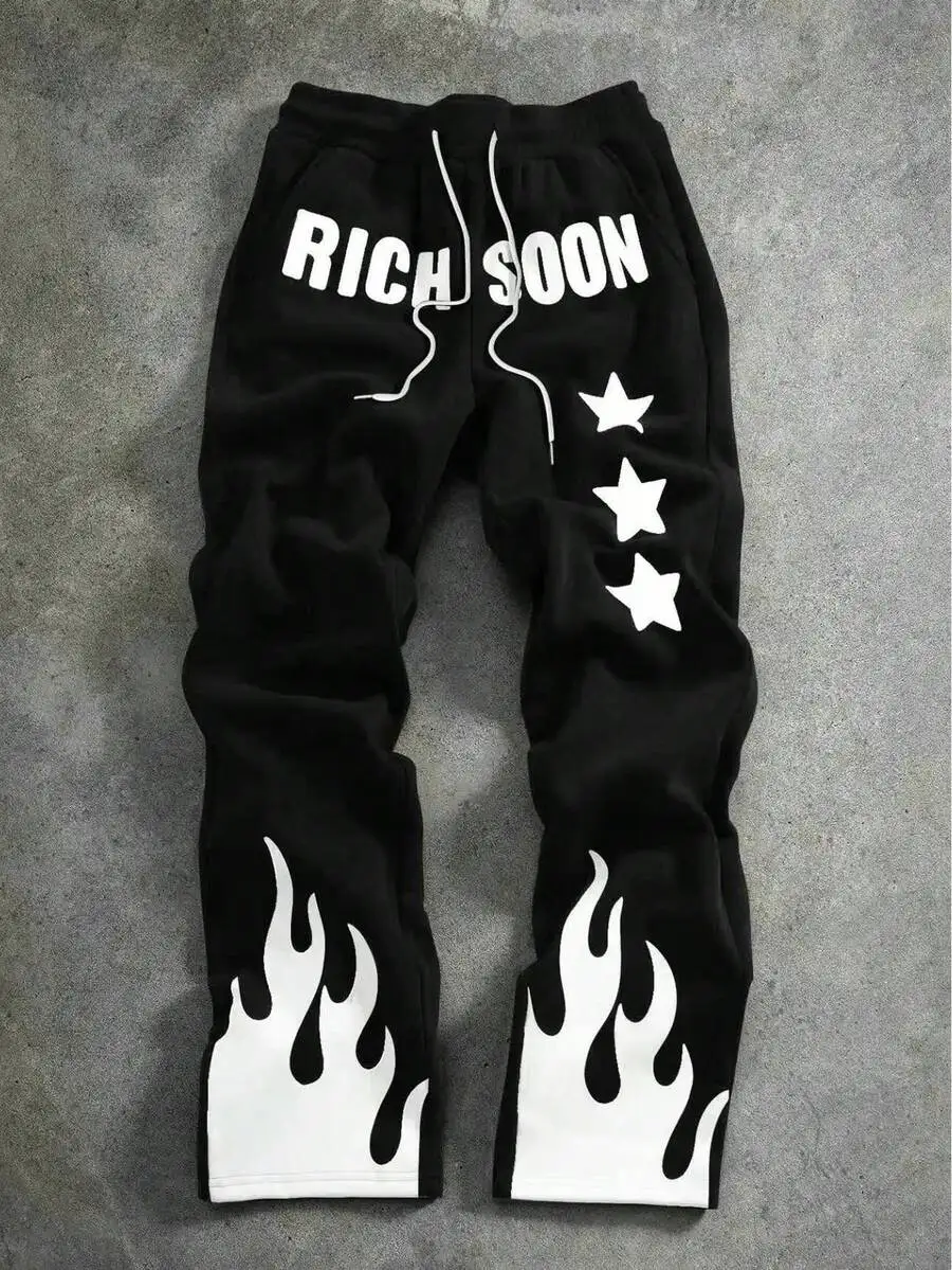 Mens Casual Flame Print Sweatpants With Letter Graphic Elastic Waist Loose Fit
Mens Casual Flame Print Sweatpants With Letter Graphic Elastic Waist Loose Fit