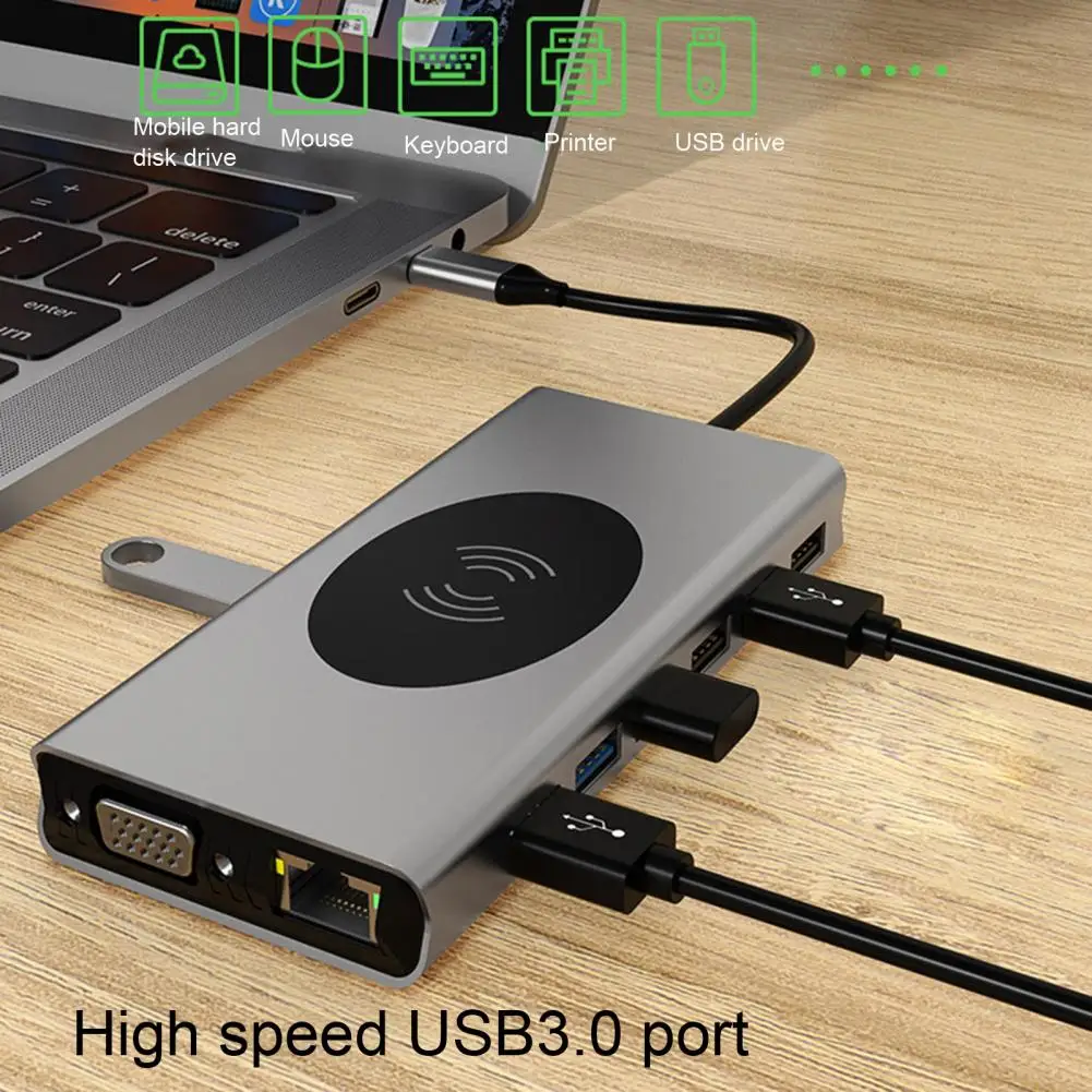 Type-C Docking Station 15 in 1 Multifunctional High Speed Driver Free Widely Compatible Wireless Charging with USB2.0 USB3.0 Typ
Type-C Docking Station 15 in 1 Multifunctional High Speed Driver Free Widely Compatible Wireless Charging with USB2.0 USB3.0 Typ