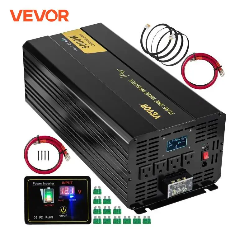 VEVOR Pure Sine Wave Power Inverter 12V DC to 120V AC Aluminum Alloy LCD Screen & LED Indicators for Powering Laptop Fan Grinder
VEVOR Pure Sine Wave Power Inverter 12V DC to 120V AC Aluminum Alloy LCD Screen & LED Indicators for Powering Laptop Fan Grinder