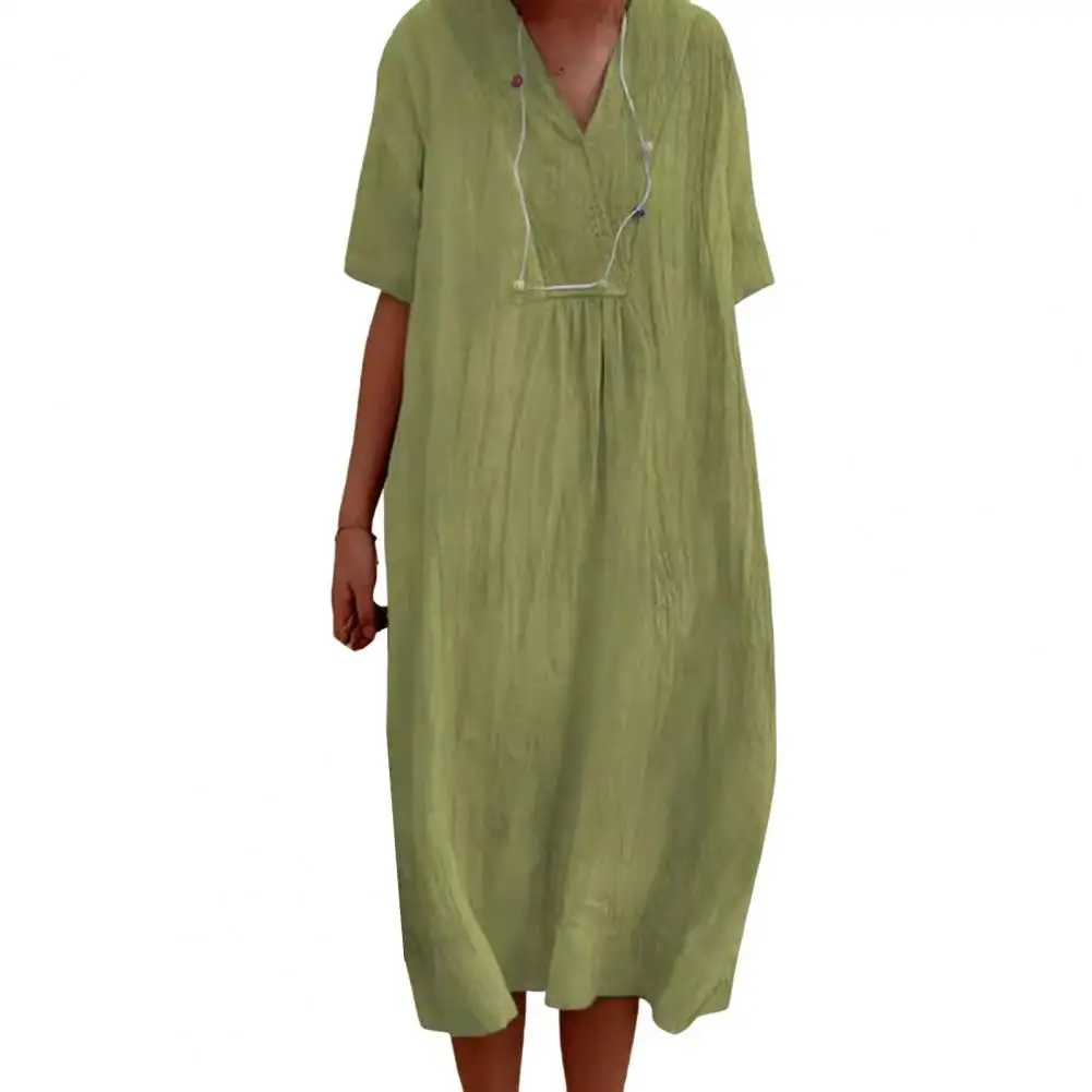 Lady Midi Dress Elegant V Neck Midi Dress for Women A-line Pullover Pure Color Stylish Mid-calf Length Summer Dress for Wear
Lady Midi Dress Elegant V Neck Midi Dress for Women A-line Pullover Pure Color Stylish Mid-calf Length Summer Dress for Wear