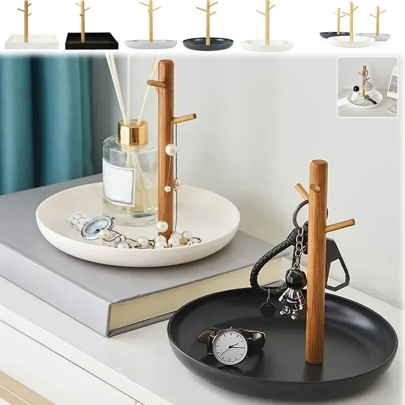 Desktop Storage Tray Space-saving Key Jewelry Tray with 3-tier Wooden Branches Lightweight Multi-functional Entryway For Storage
Desktop Storage Tray Space-saving Key Jewelry Tray with 3-tier Wooden Branches Lightweight Multi-functional Entryway For Storage