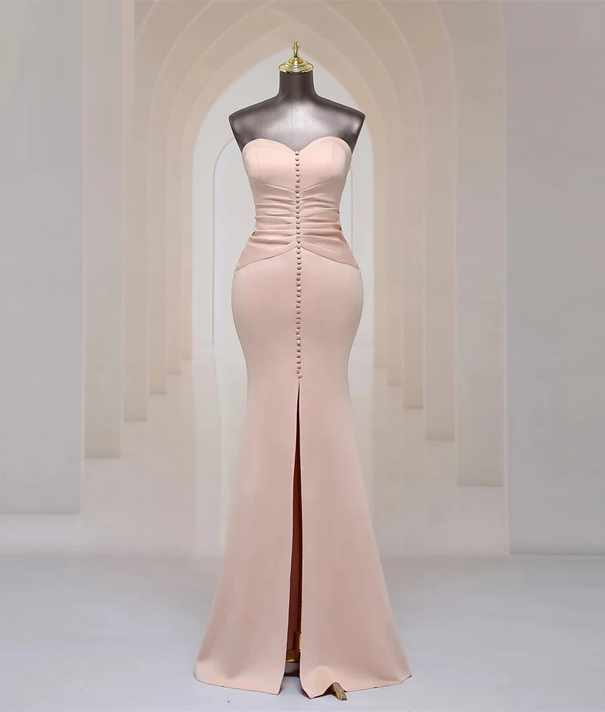 Customized Sexy Satin Mermaid Buttons Evening Dress Delicate Sleeveless Sweetheart Floor Length فستان سهرة نسائي
Customized Sexy Satin Mermaid Buttons Evening Dress Delicate Sleeveless Sweetheart Floor Length فستان سهرة نسائي